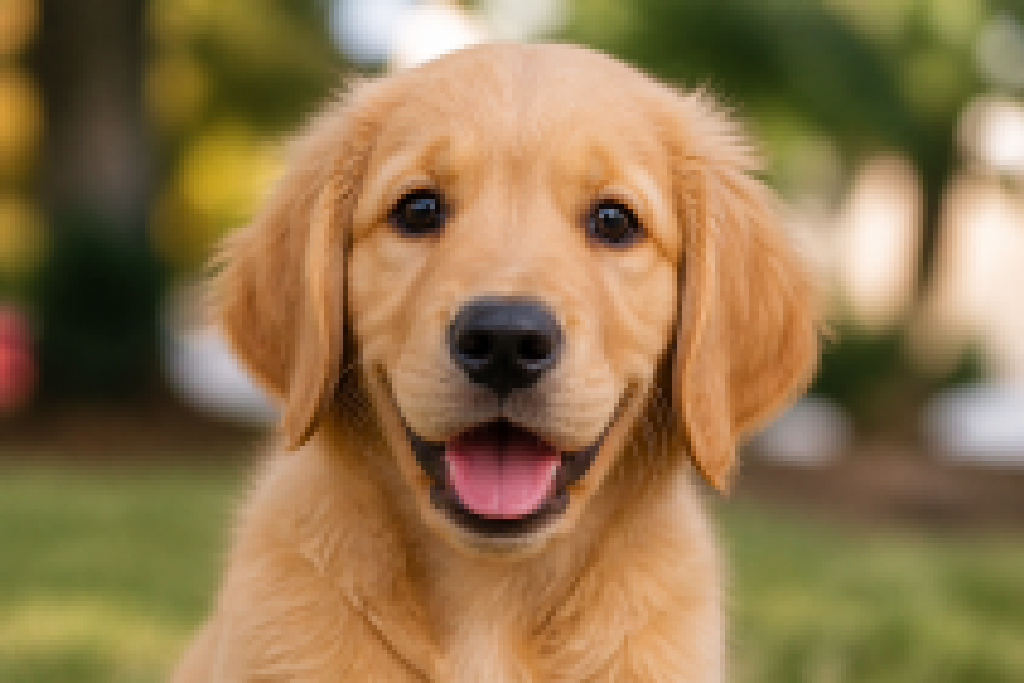 Pixelated source image: a golden retriever puppy